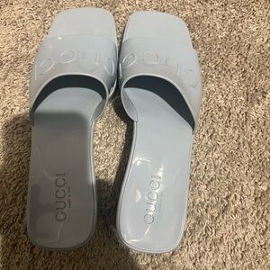 Gucci Blue Slide Sandals Sleek Minimalist Design